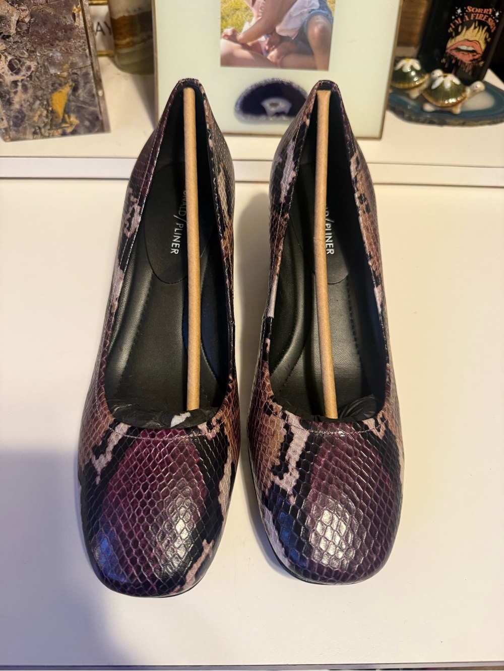 Donald J. Pliner Purple and Black Snake-Print Pumps